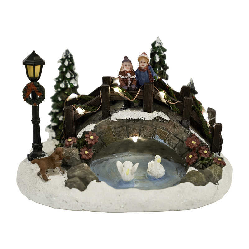 Verlichting wintertafereel - 18x12 cm 