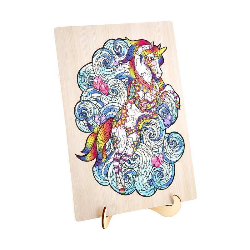 Houten puzzel eenhoorn - 130 stukjes - 30x25 cm