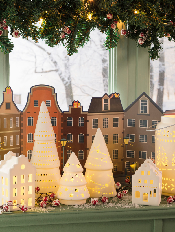 Witte kersthuisjes